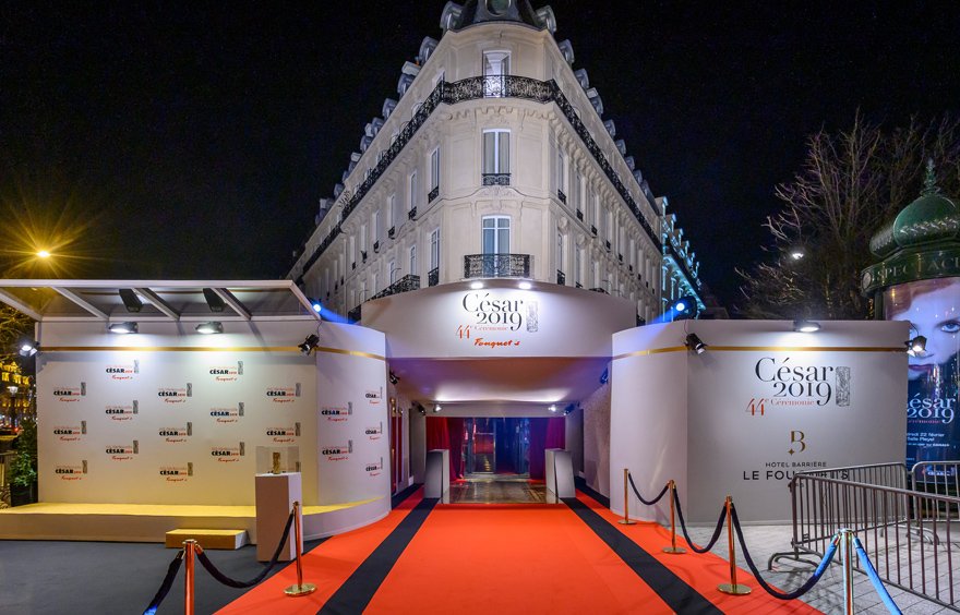 Dais d'accueil de la 44ème Cérémonie des César au Fouquet's à Paris