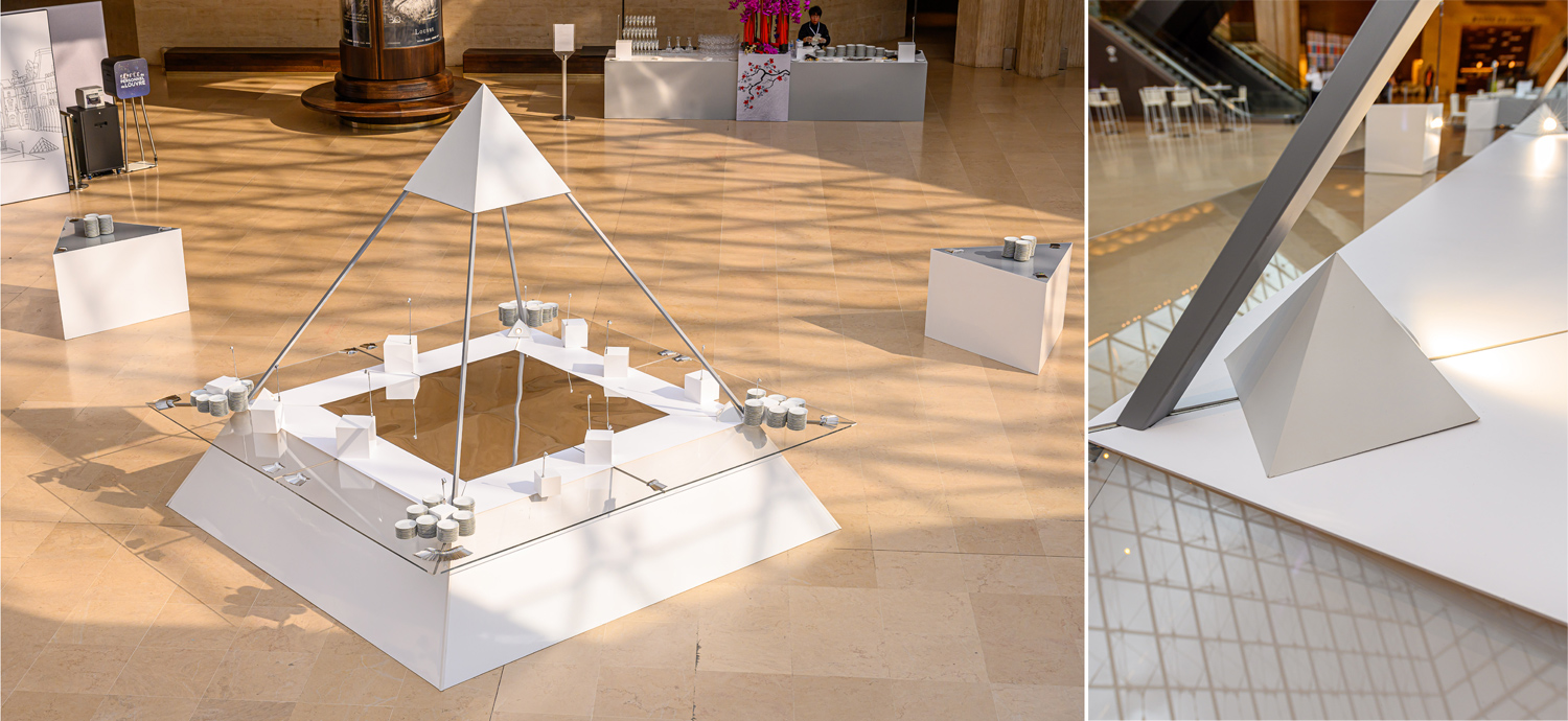 Fabrication buffet pyramide pour 30 ans Pyramide du Louvre par Options Décoration
